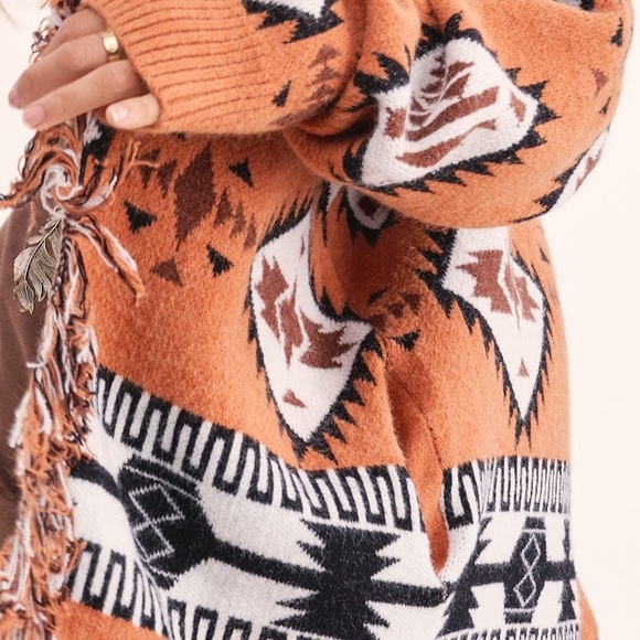 Aztec Retro Cardi Rust - Picture 8 of 9